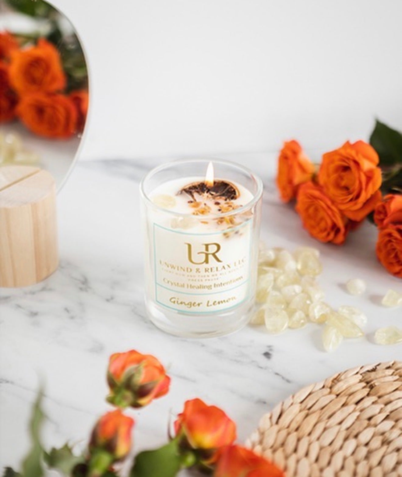 Citrine Crystal Candle